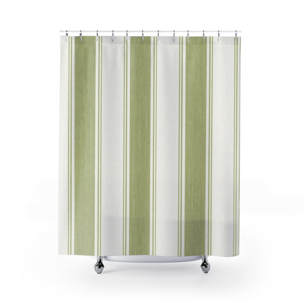 Green Tea Hotel Stripe Shower Curtain