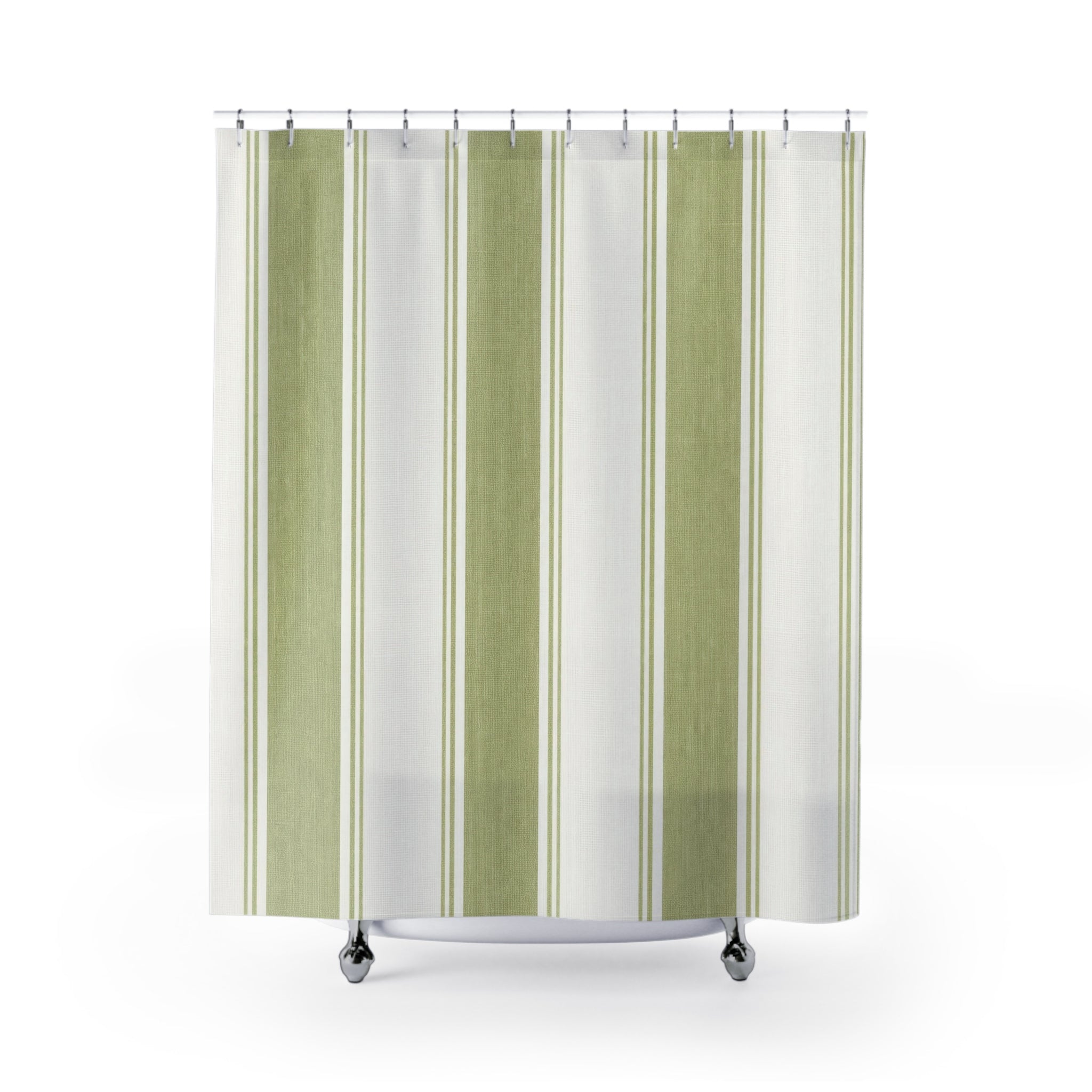 Green Tea Hotel Stripe Shower Curtain