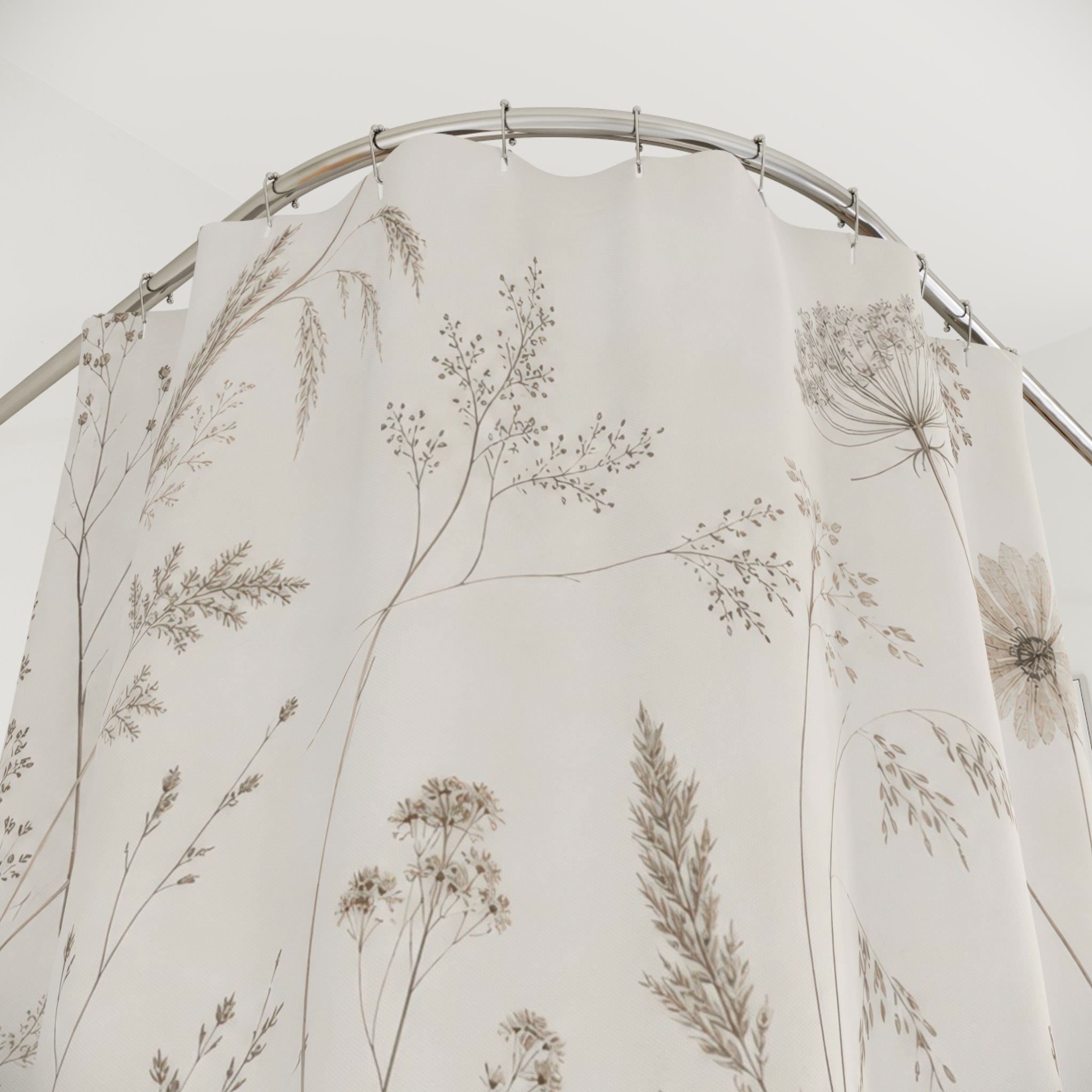 Off White Wildflower Line Shower Curtain