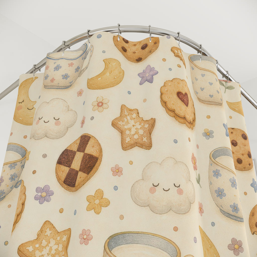 Tea Cookie Moon Cute Shower Curtain
