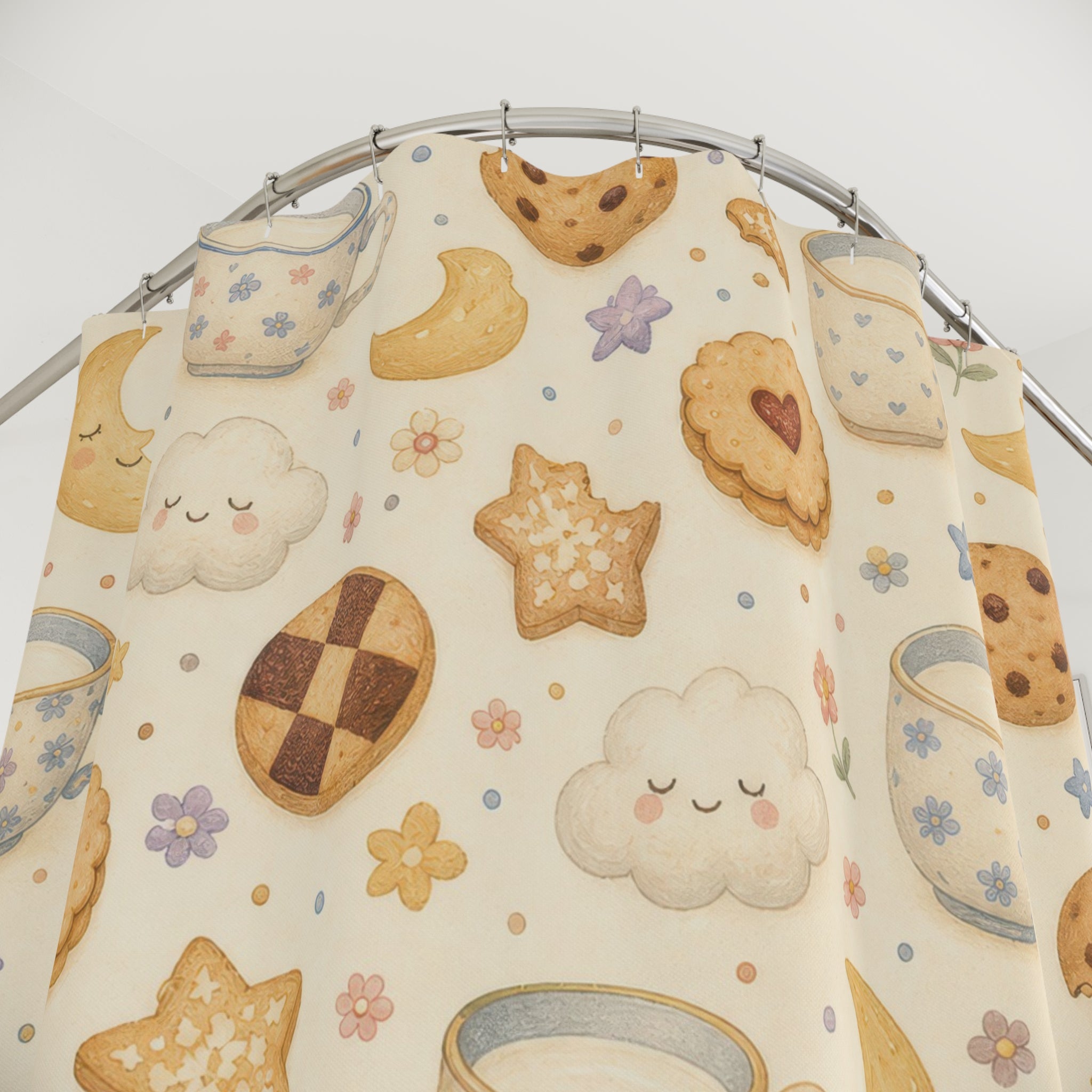 Tea Cookie Moon Cute Shower Curtain