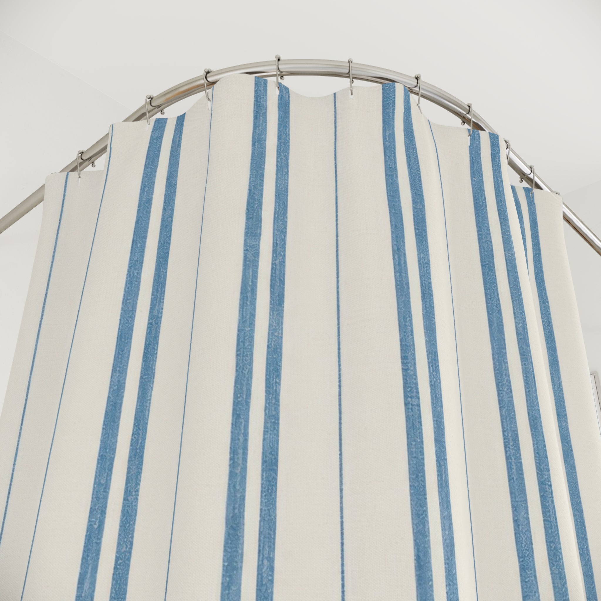 Blue Ticking Stripe Shower Curtain