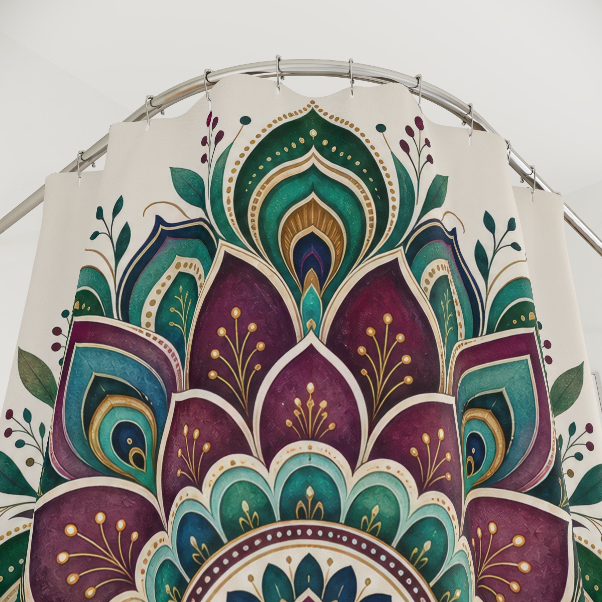 Jewel Tone Floral Medallion Shower Curtain
