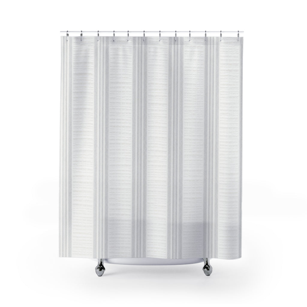 Pale Gray Beige Panel Stripe Shower Curtain