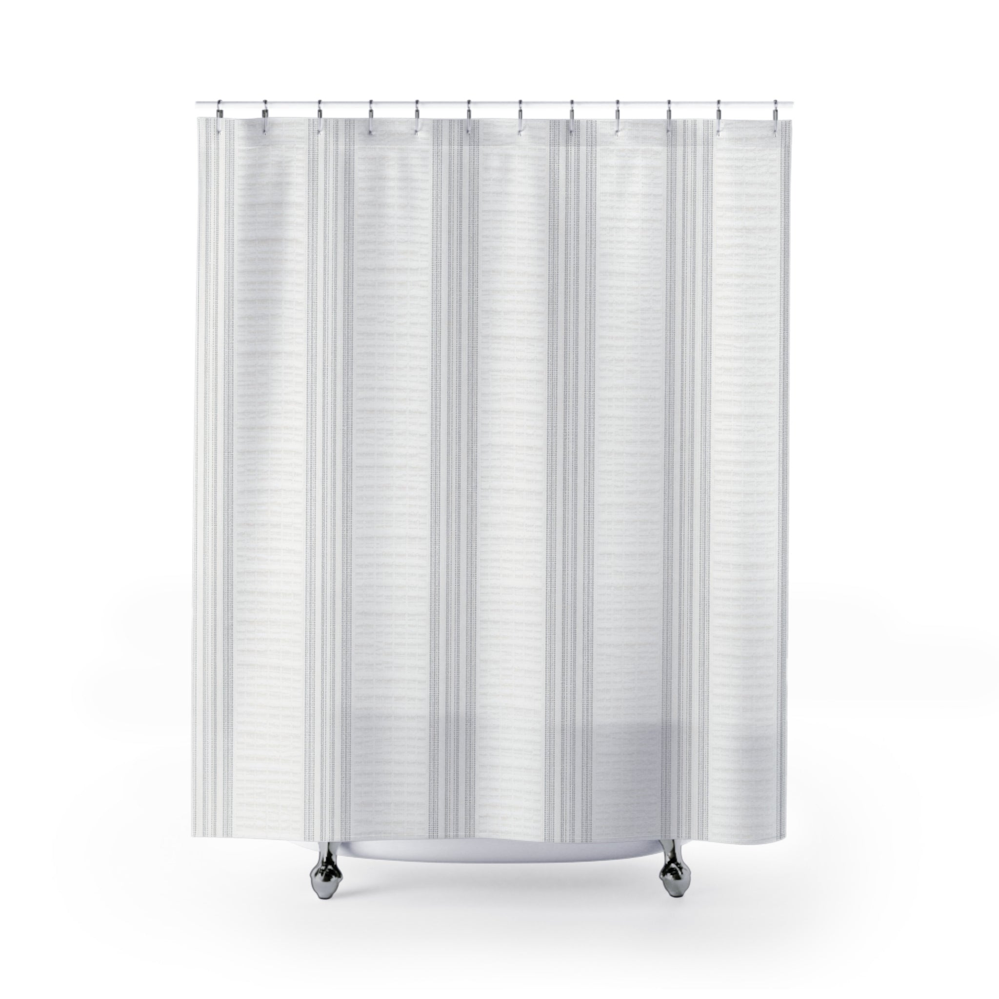 Pale Gray Beige Panel Stripe Shower Curtain