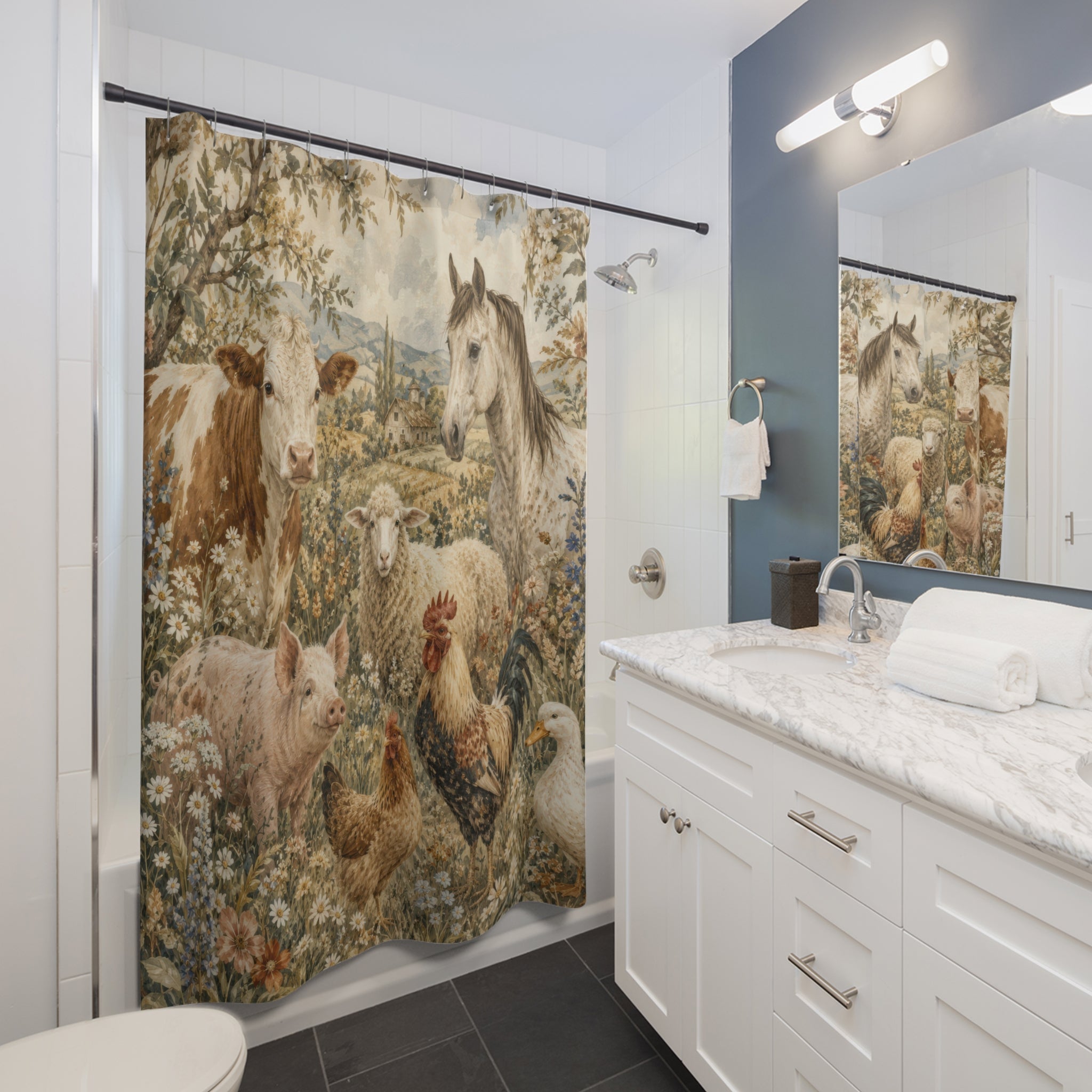 Farmhouse Farm Animal Shower Curtain