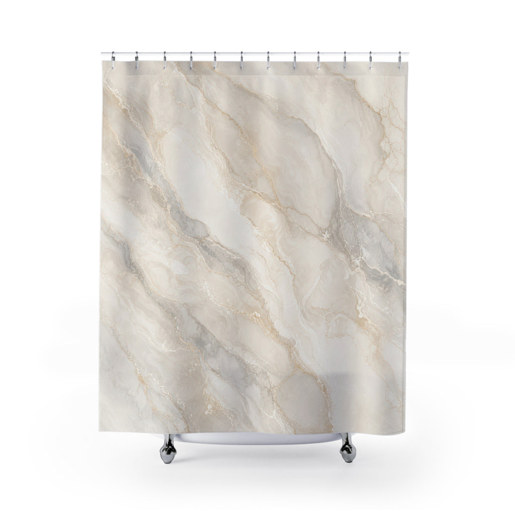 Off White Beige Stone Look Shower Curtain