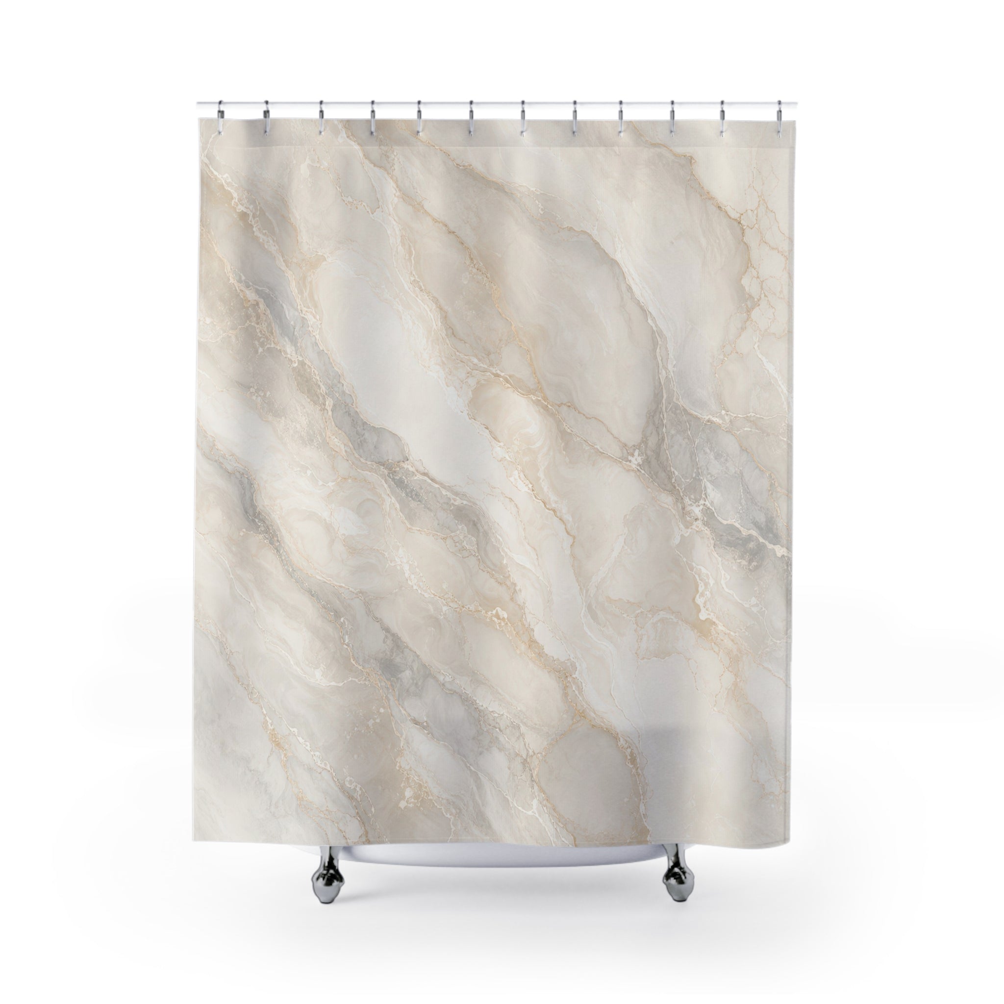 Off White Beige Stone Look Shower Curtain