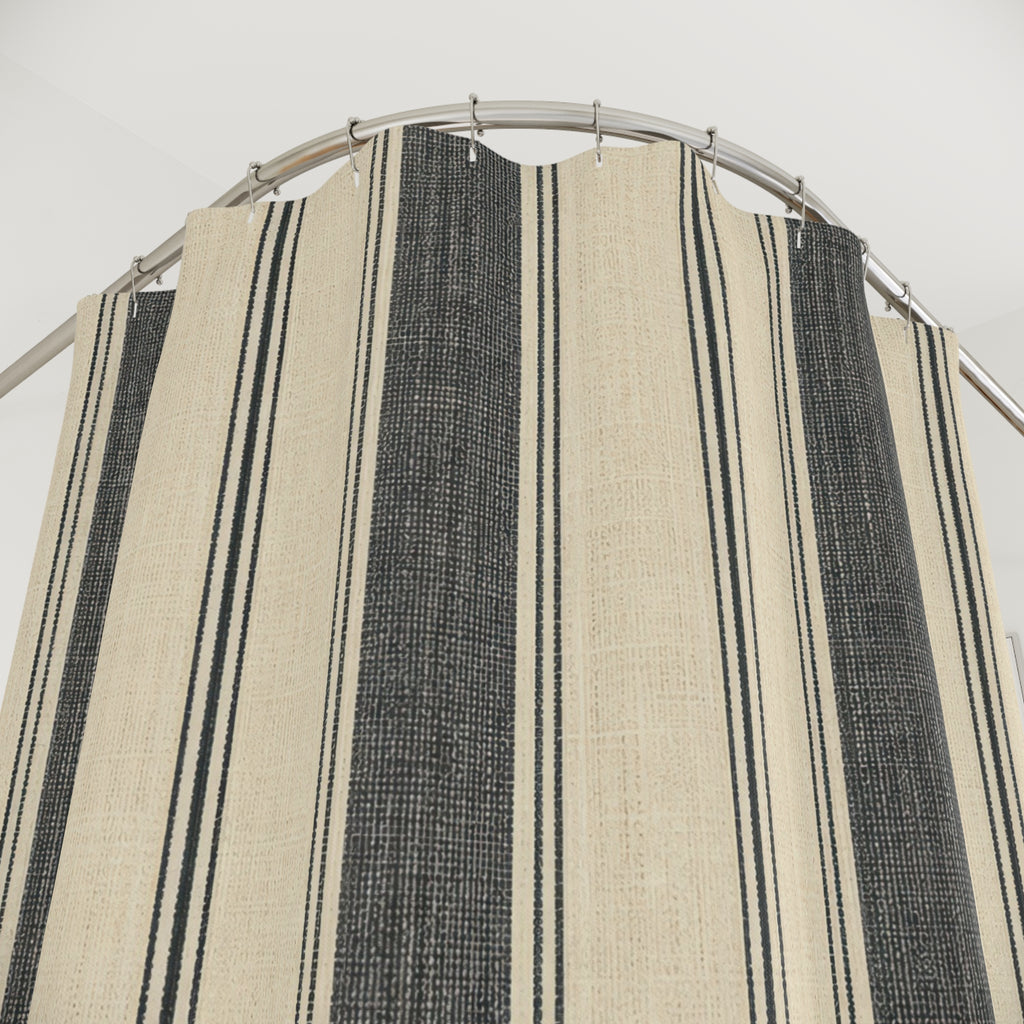 Charcoal Ticking Stripe Shower Curtain