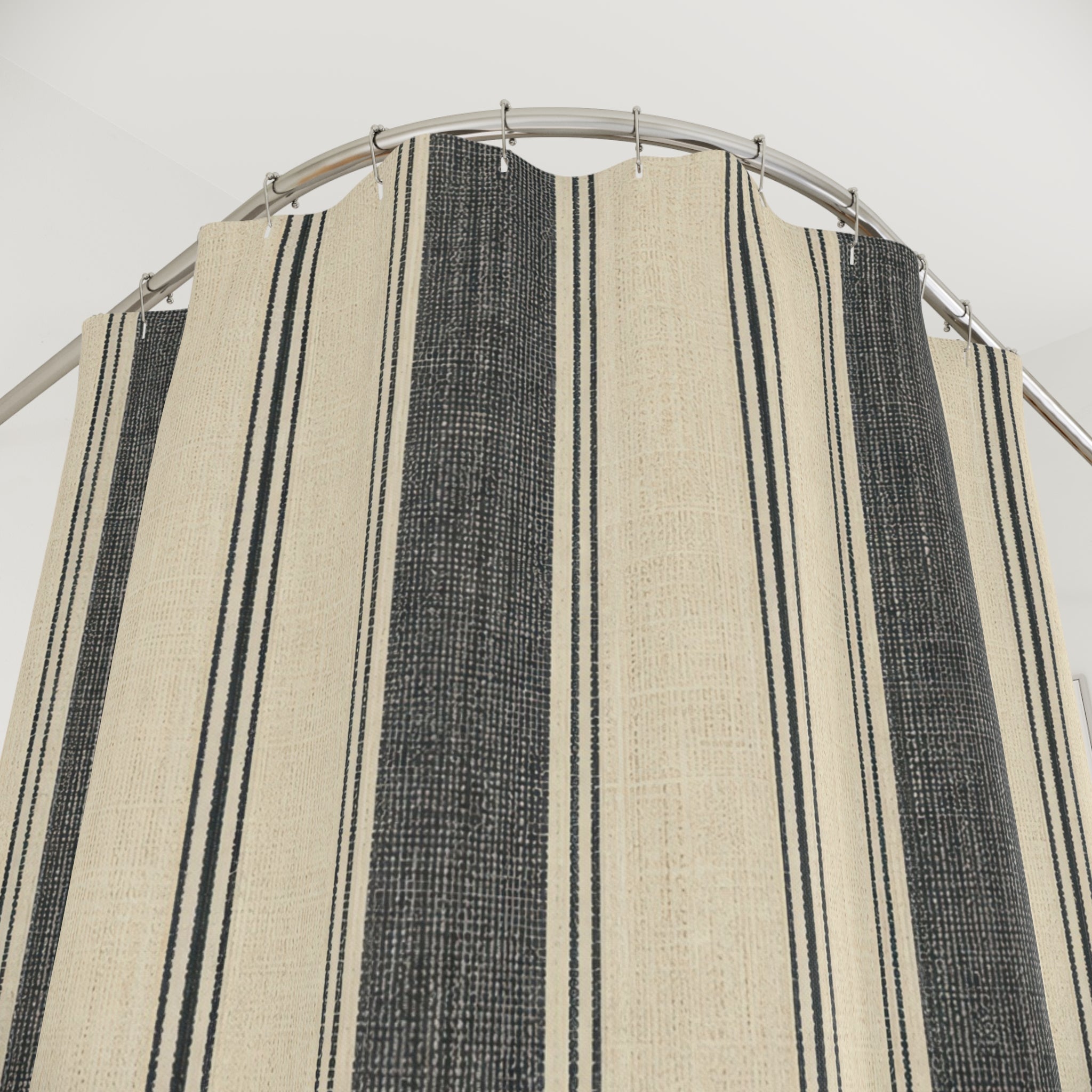 Charcoal Ticking Stripe Shower Curtain