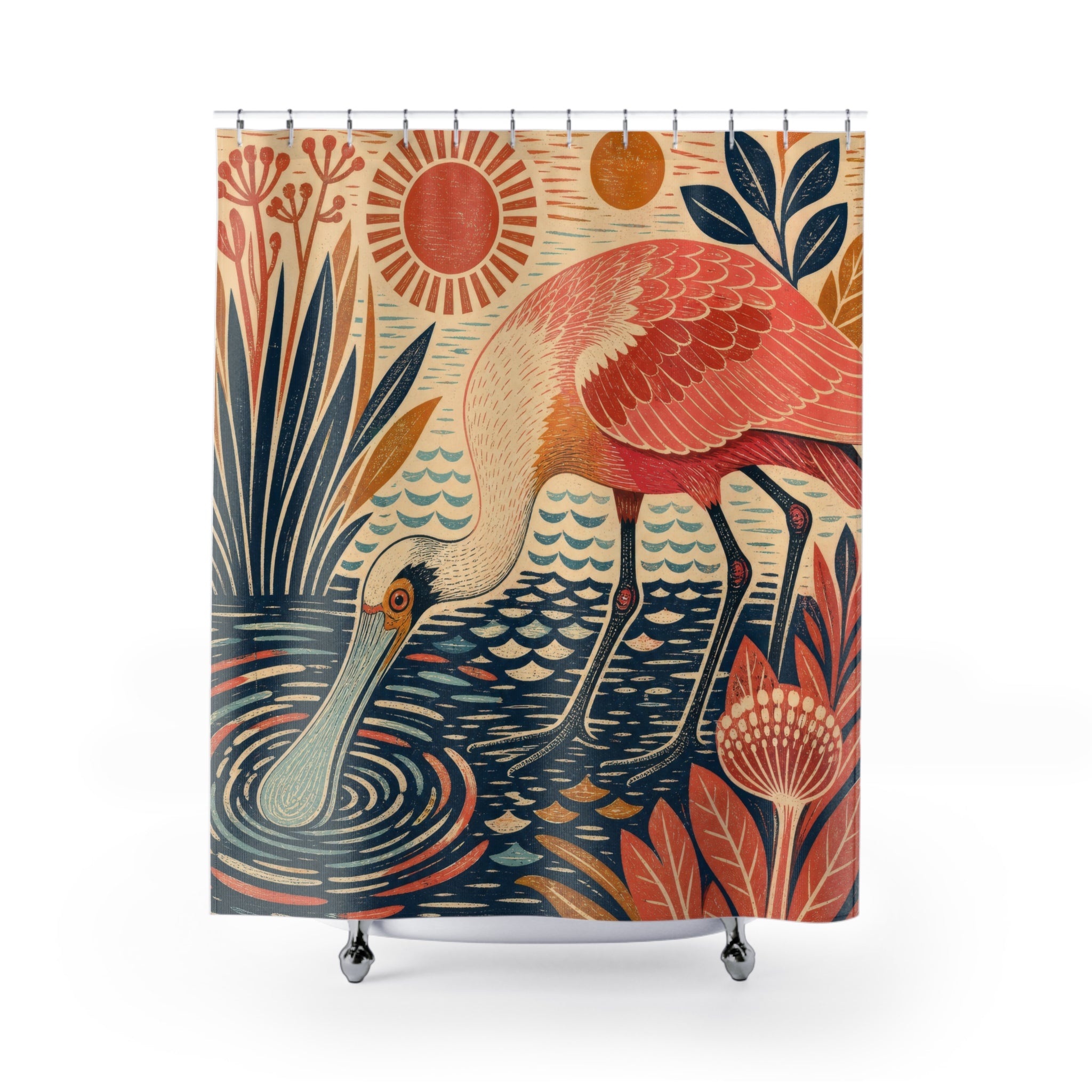 Folk Art Spoonbill Shower Curtain