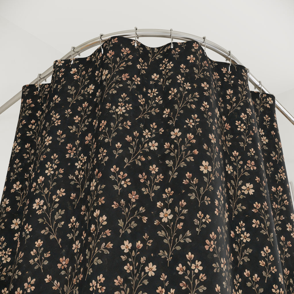 Black Ditsy Floral Shower Curtain