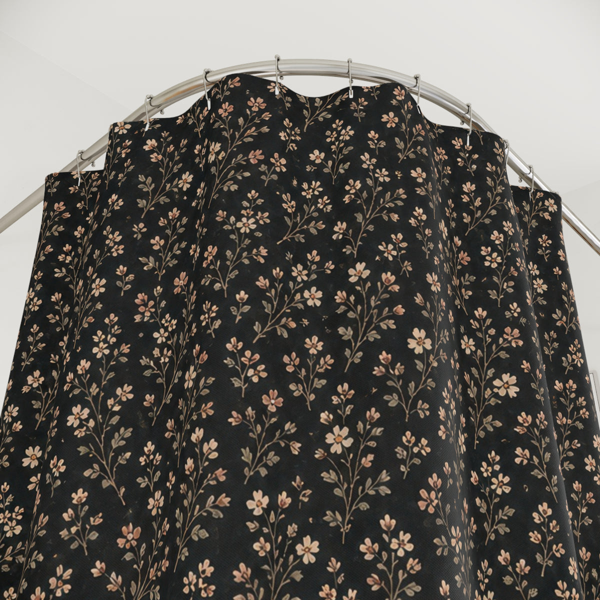 Black Ditsy Floral Shower Curtain