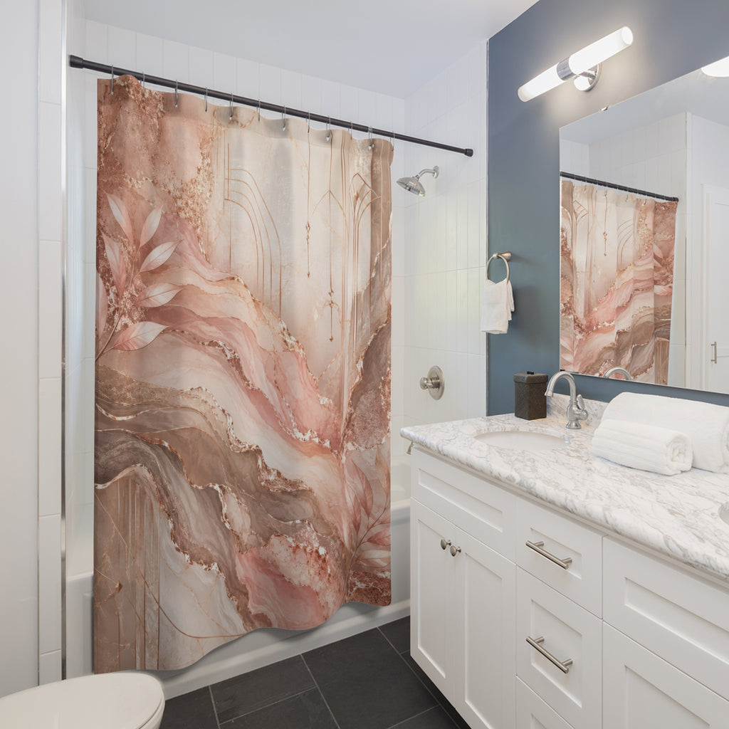Rose Gold Shower Curtain: Art Deco Marble