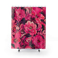 Hot Pink Floral Shower Curtain: Fuchsia Black Maximalist