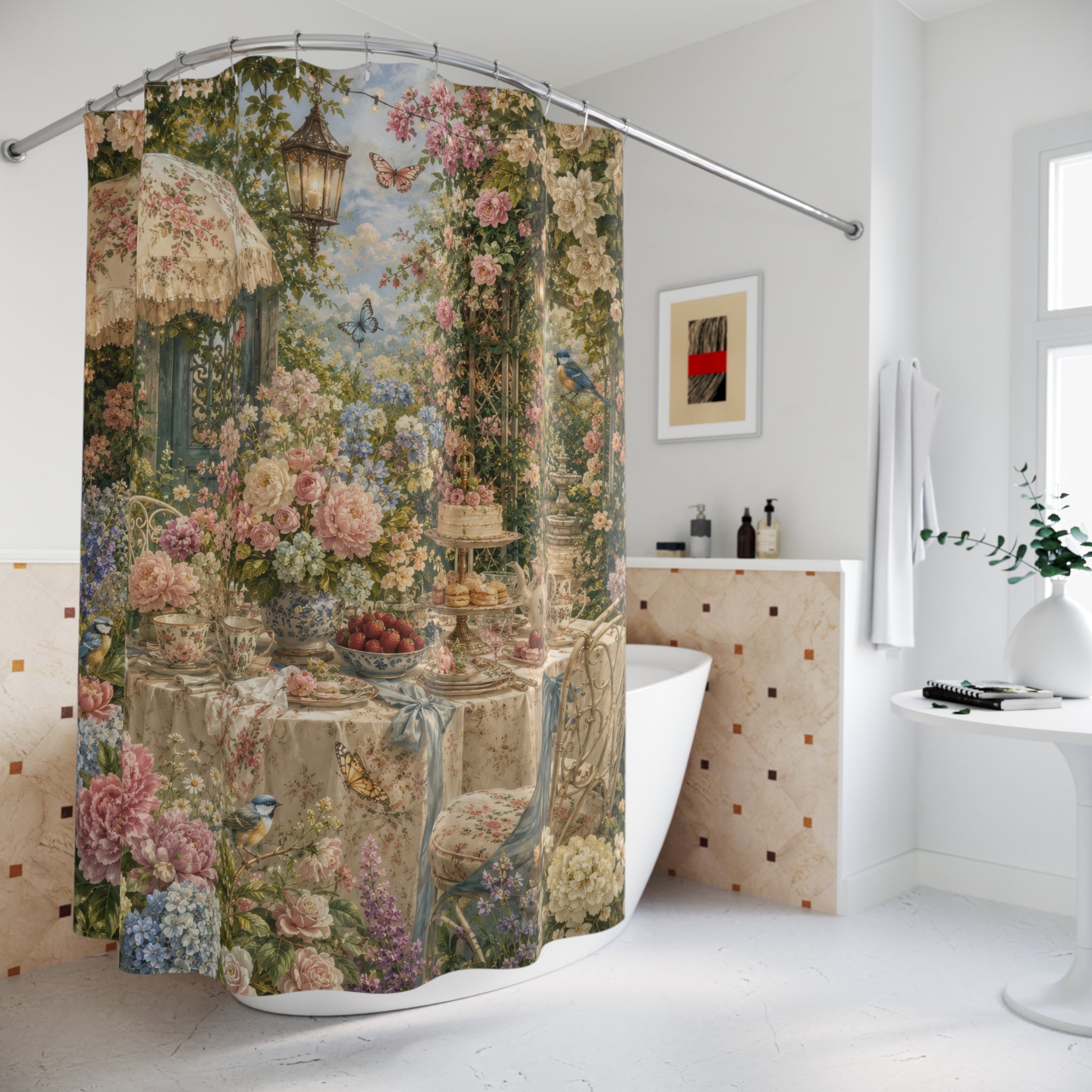 Garden Party Shower Curtain: Vintage Florals