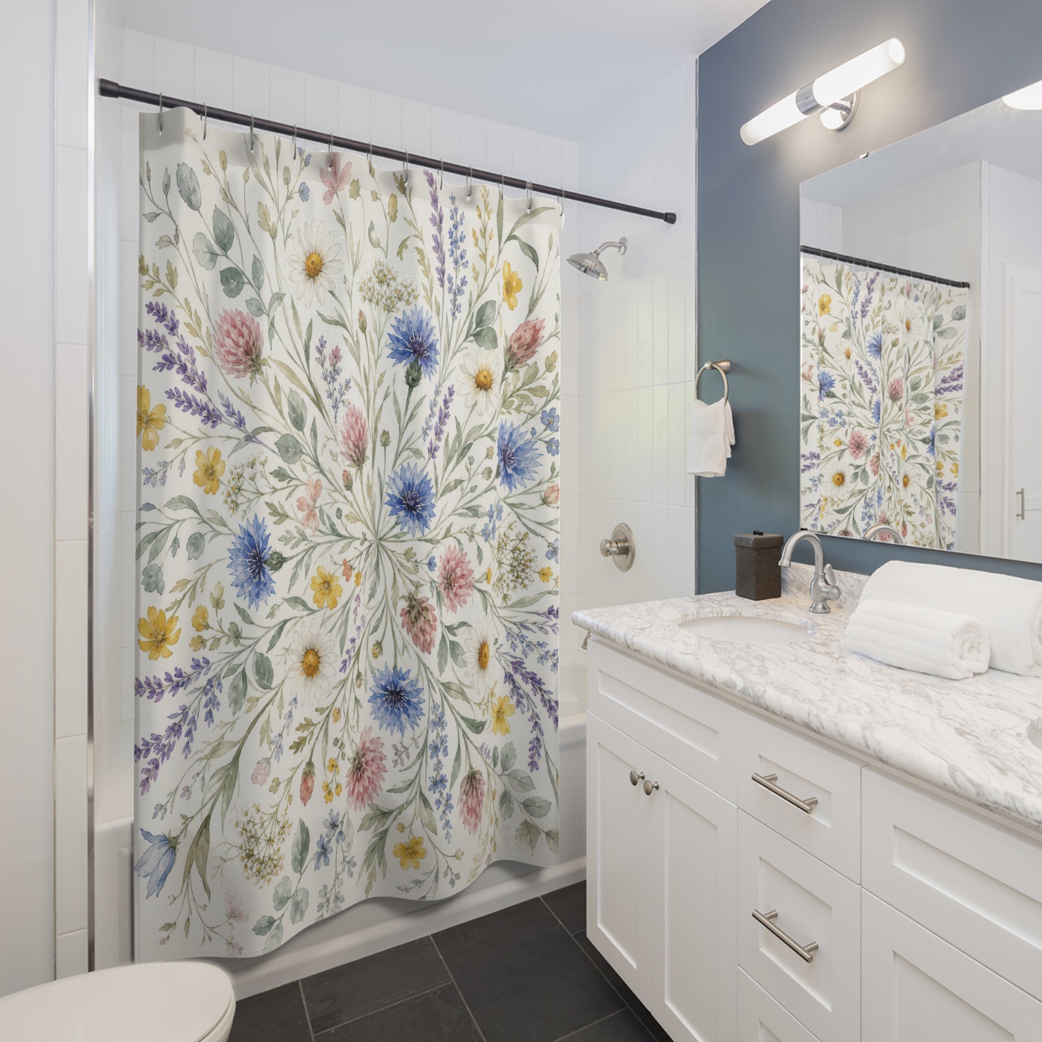 Round Botanical Bouquet Shower Curtain