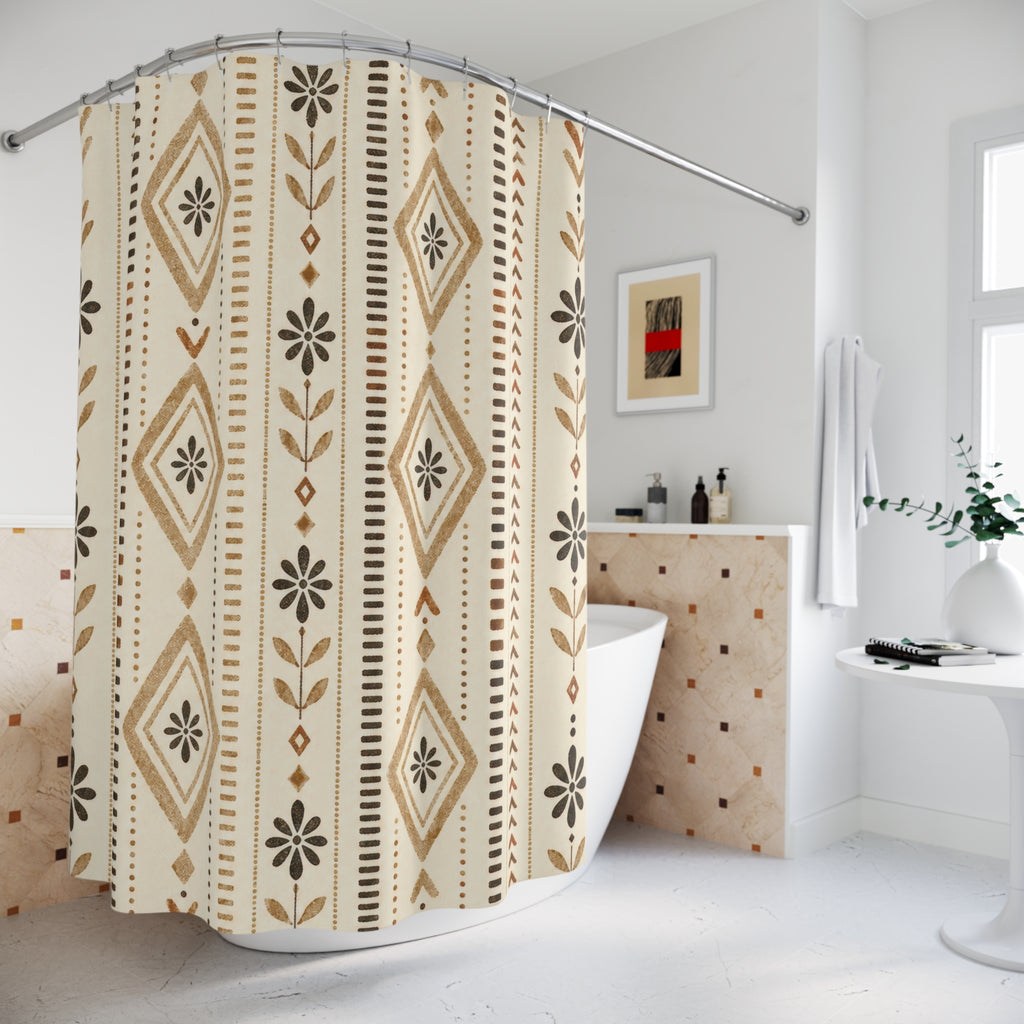 Brown Beige Diamond Arrow Stripe Shower Curtain