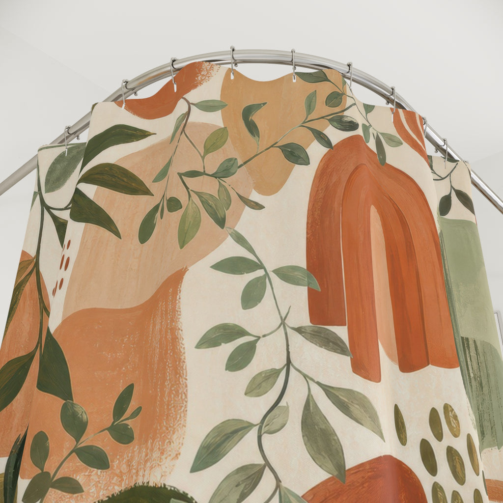 Olive Botanical Shower Curtain