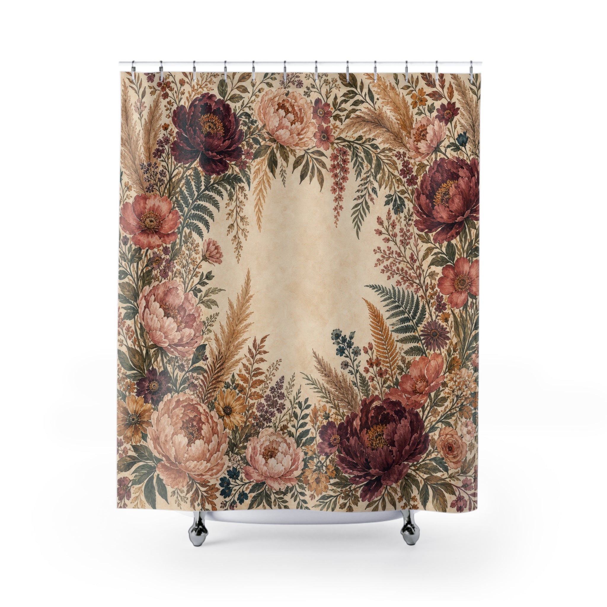 Vintage Rose Boho Shower Curtain