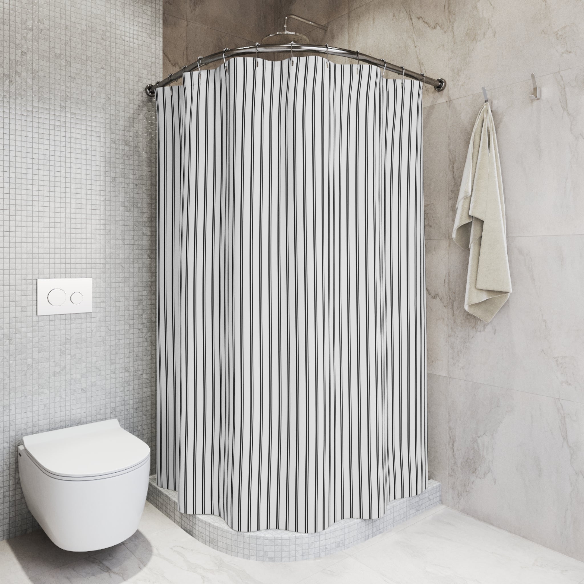 Black Pinstripe Shower Curtain