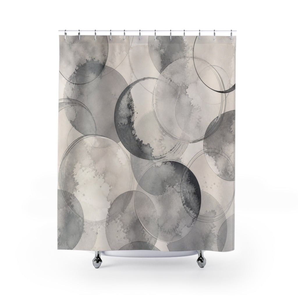 Gray Watercolor Circle Shower Curtain