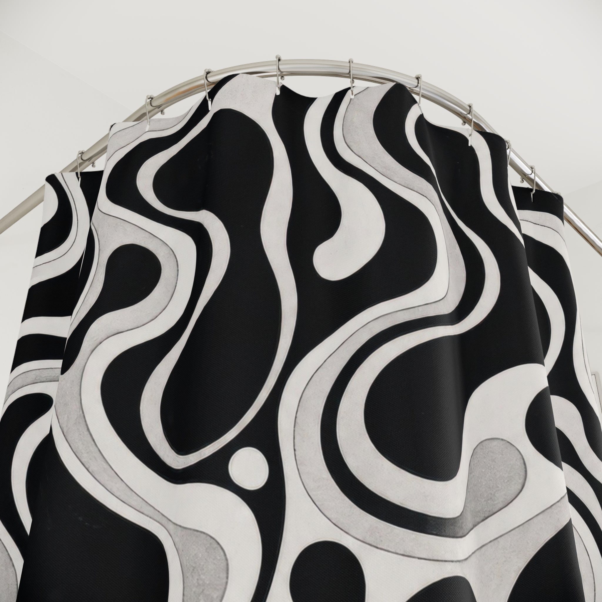 Black White Retro Blob Shower Curtain
