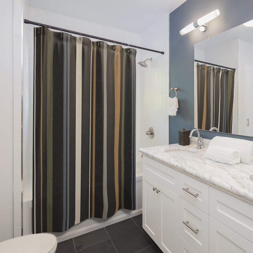Charcoal Taupe Vertical Stripe Shower Curtain