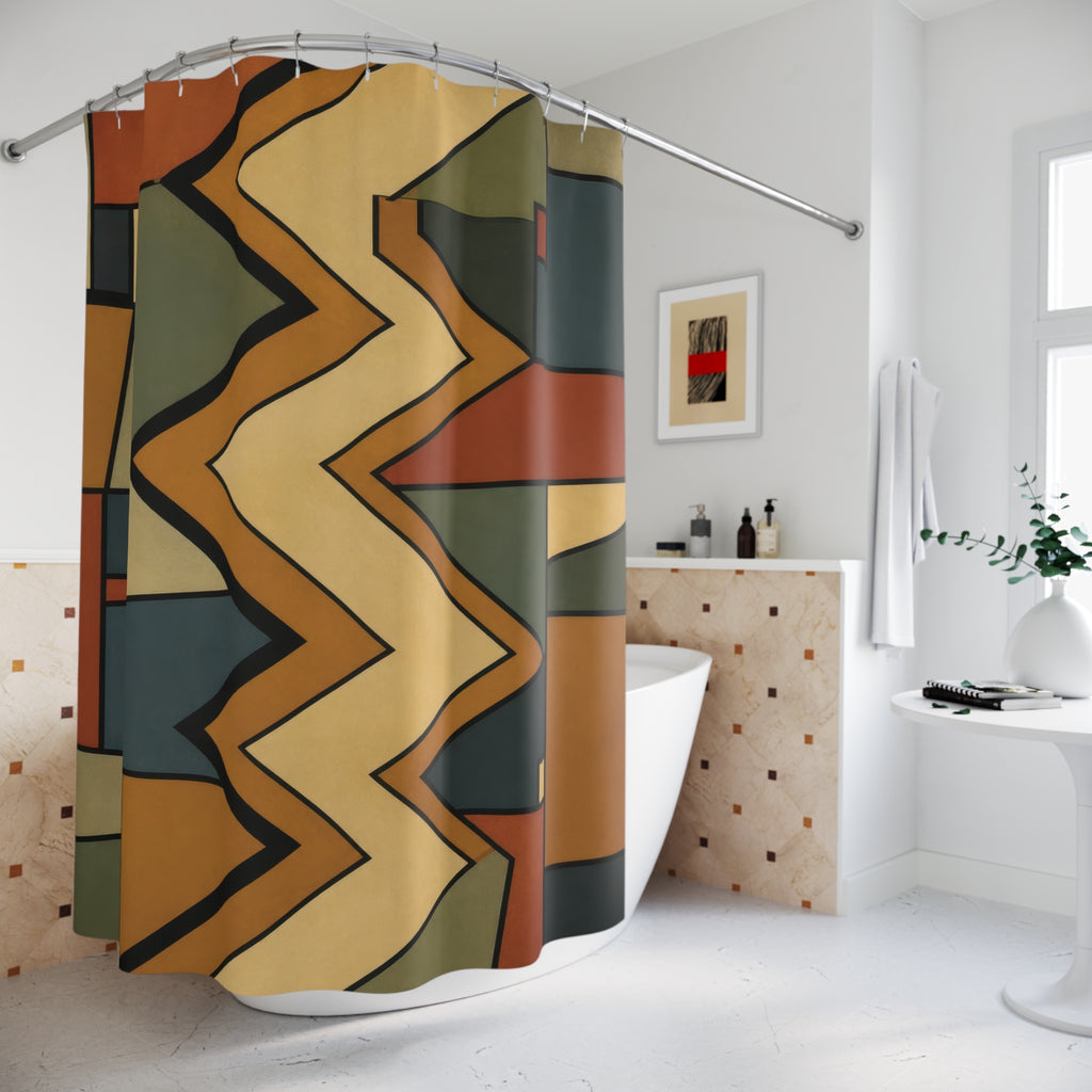 Vintage Central Spine Zigzag Shower Curtain