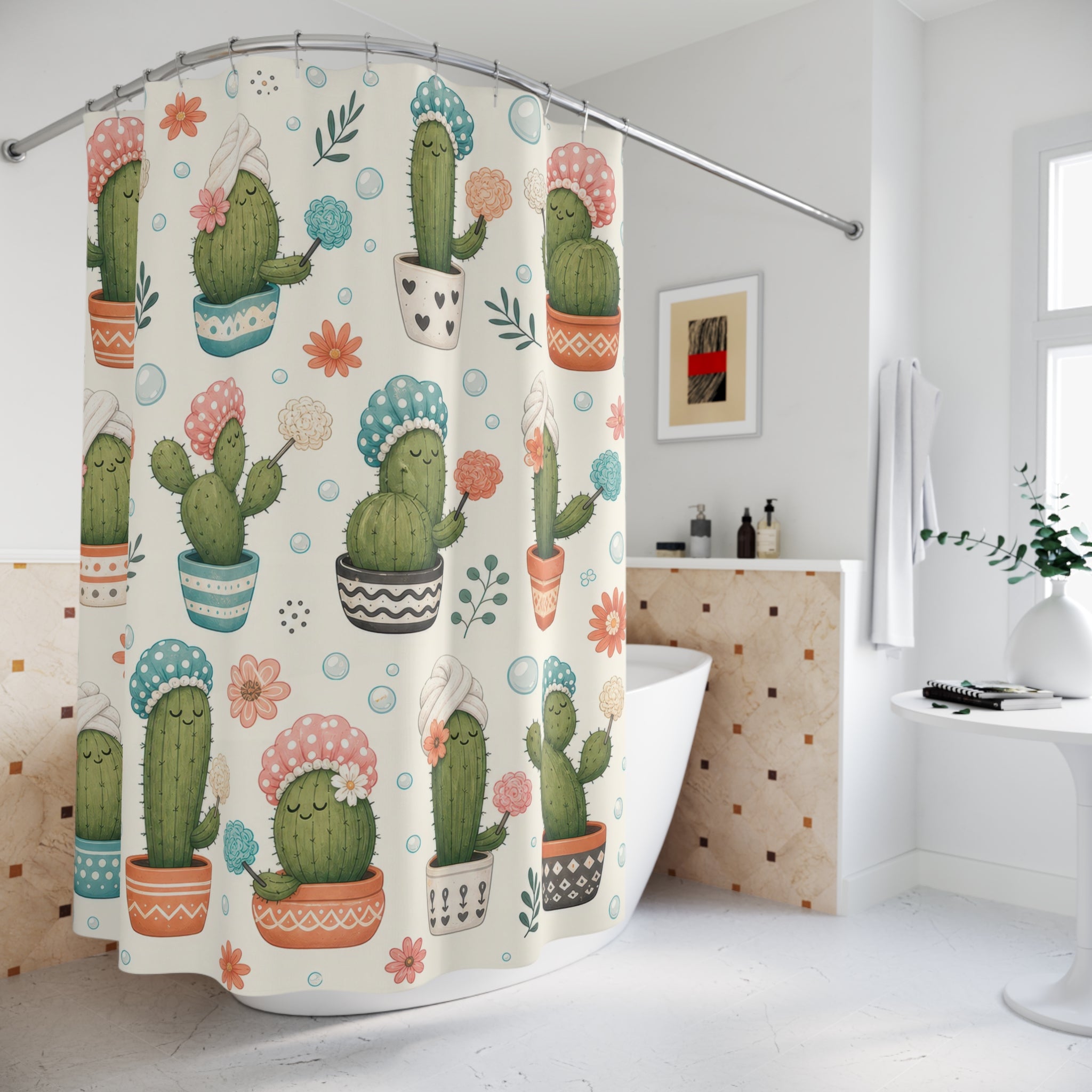 Cactus Shower Cap Shower Curtain