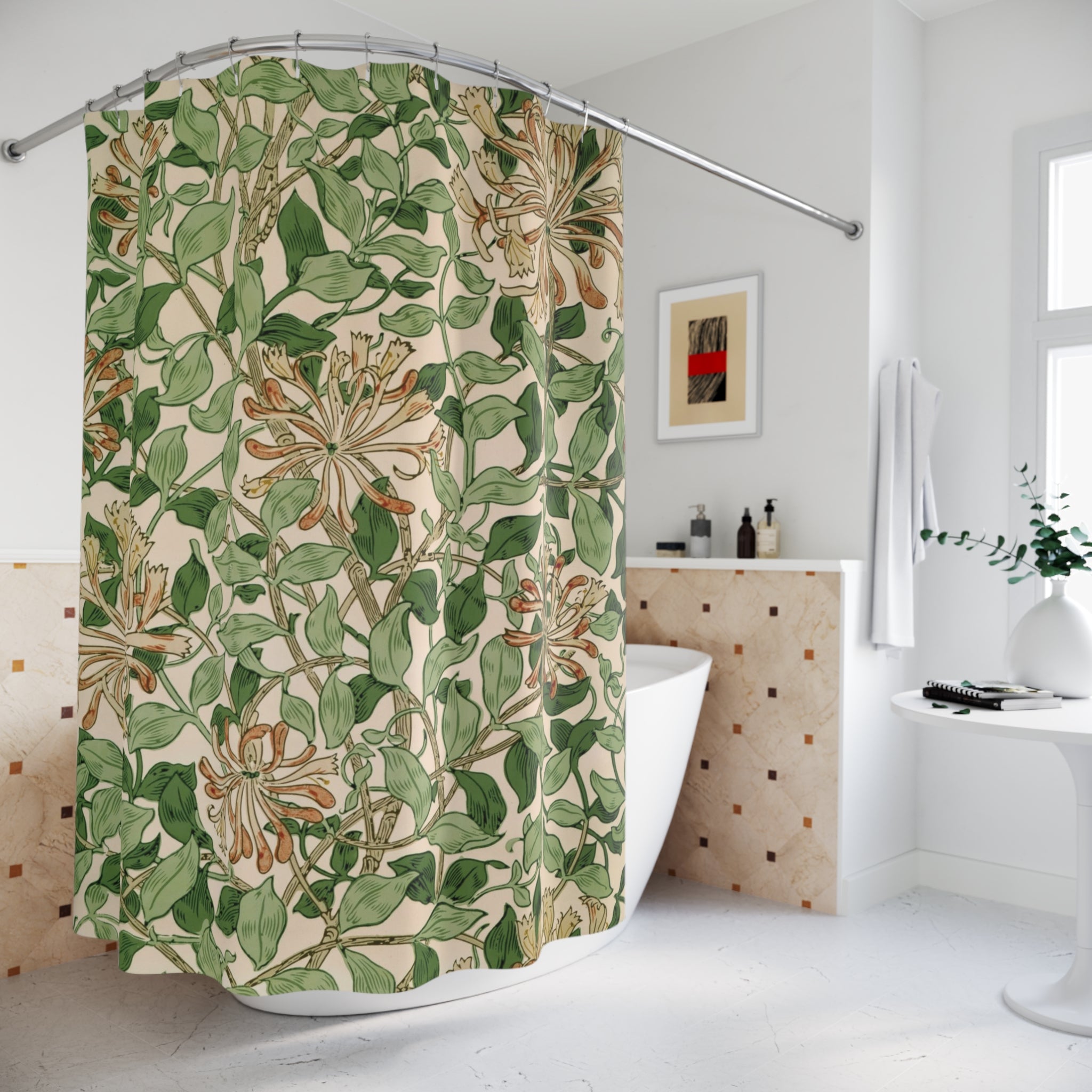 Morris Honeysuckle Shower Curtain – Ivory & Green
