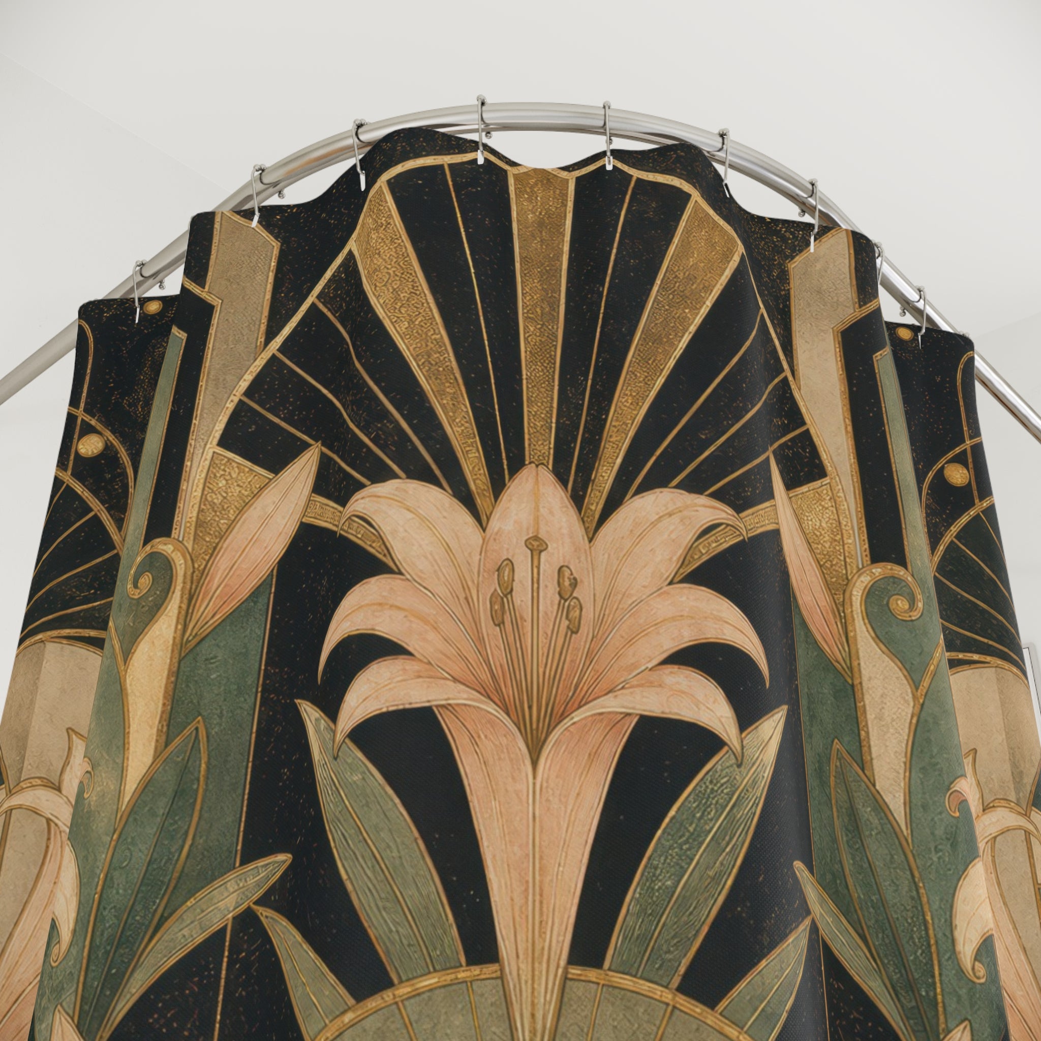 Art Deco Lily Fan Shower Curtain