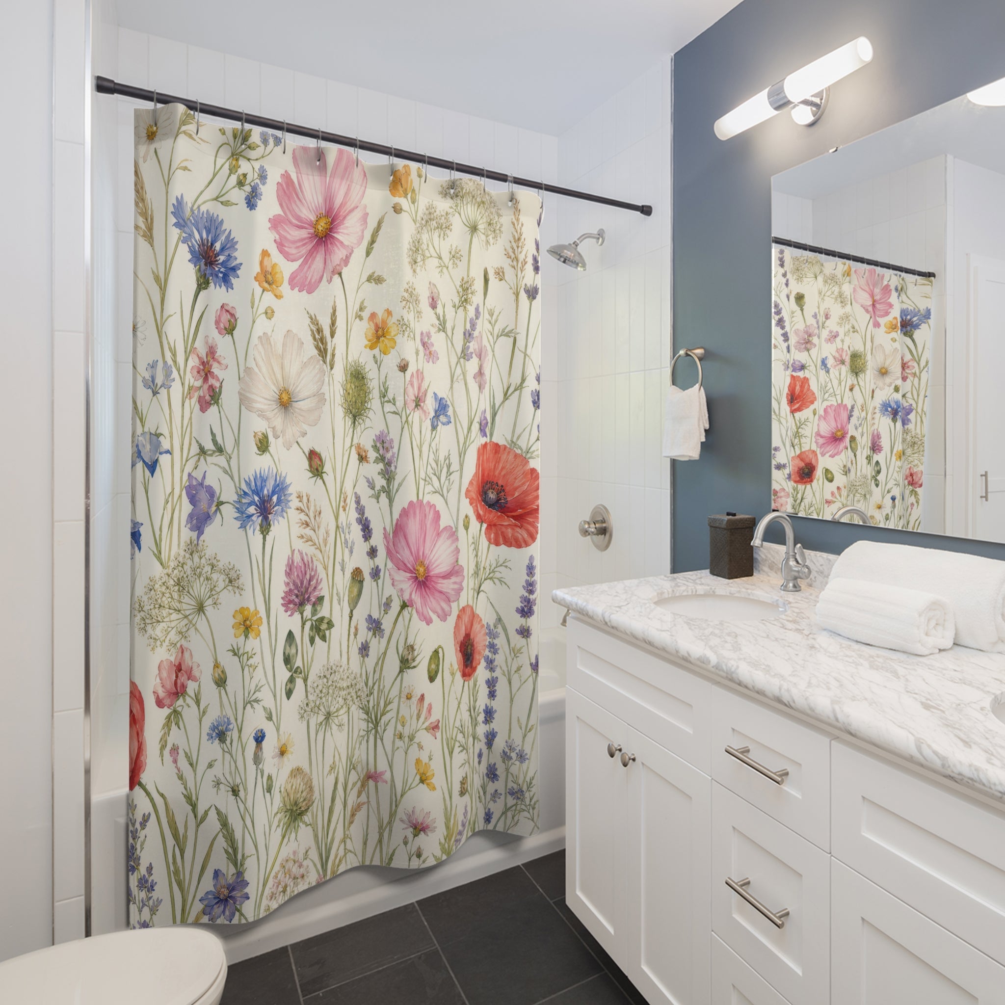 Watercolor Wildflower Shower Curtain