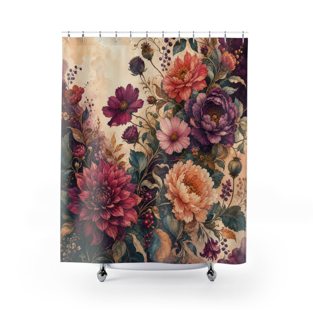 Grand Floral Arabesque Decorative Shower Curtain