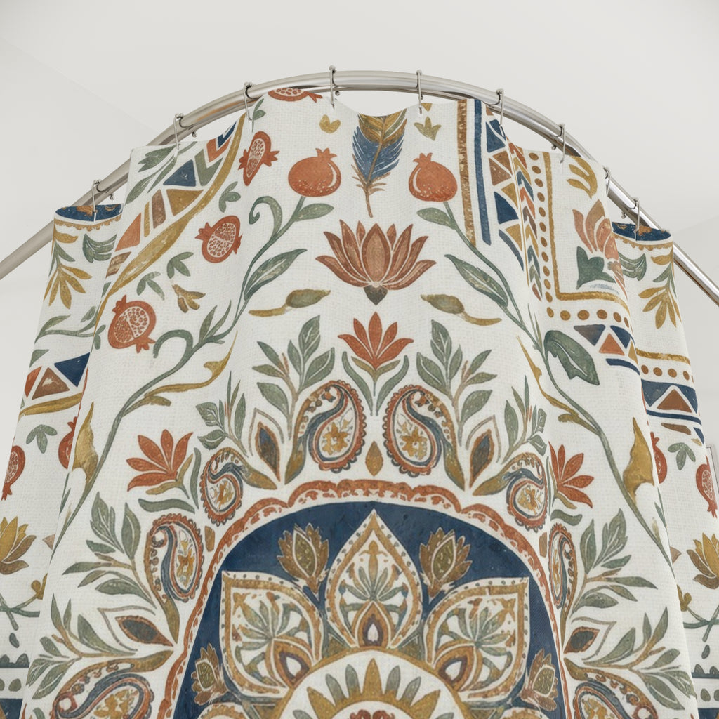 Boho Mandala Shower Curtain – Brown and Beige