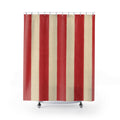 Red And White Striped Shower Curtain, Cabana Bath Decor, Cream Red Vertical Stripe Pattern, Classic Guest Bathroom Decor, Cabana Style