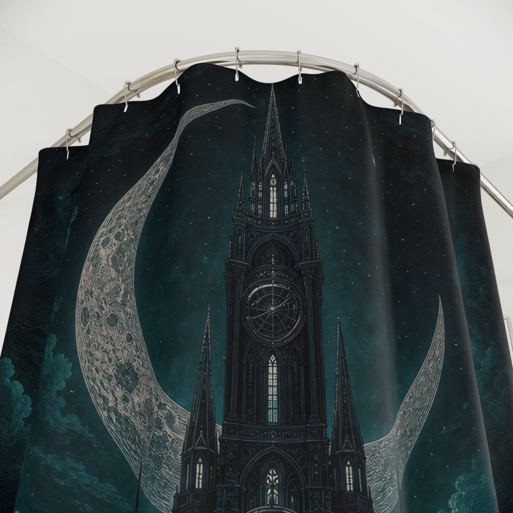 Teal Gothic Observatory Shower Curtain