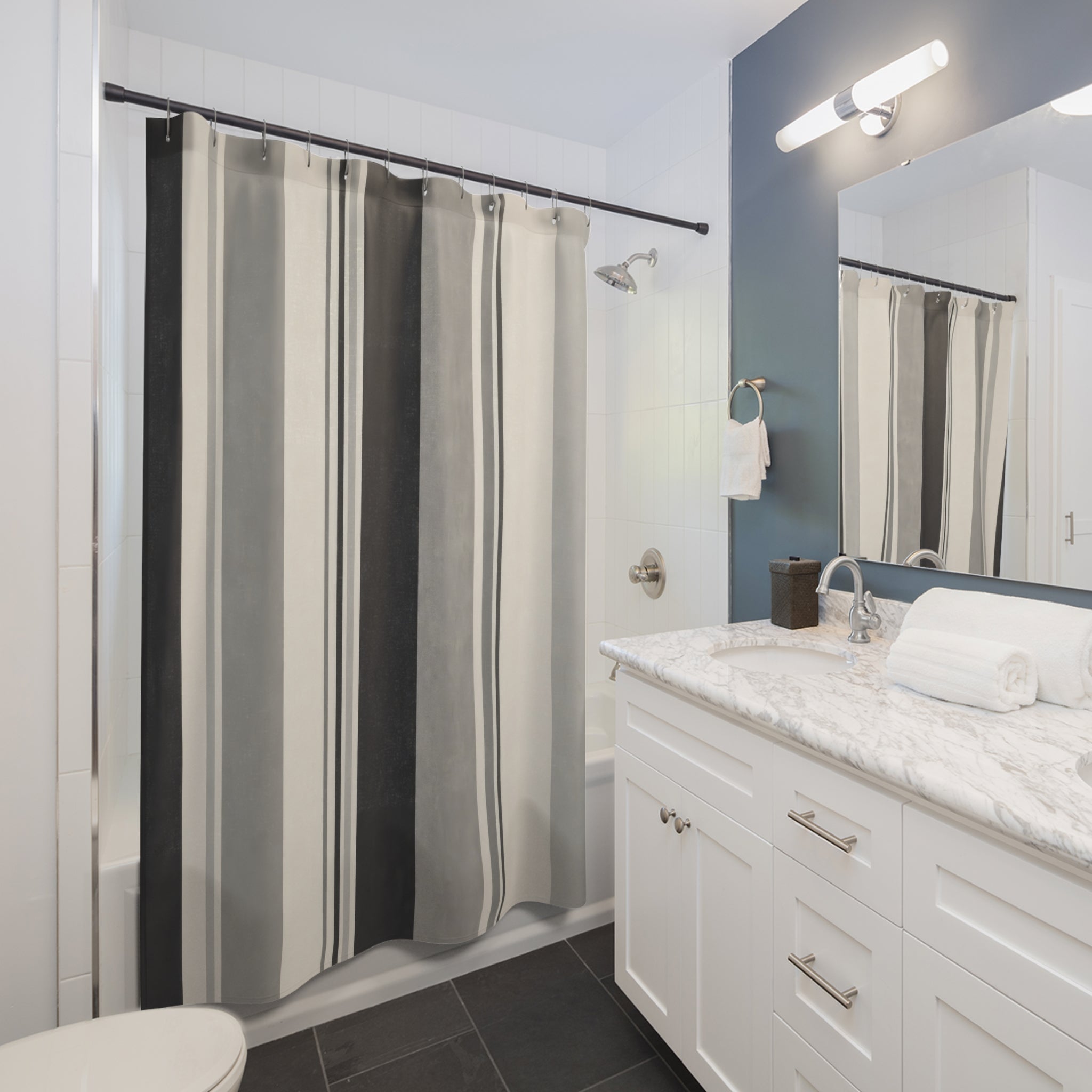 Charcoal Cabana Stripe Shower Curtain
