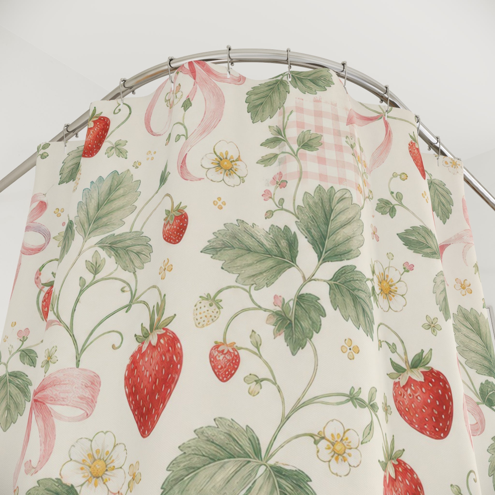 Strawberry Bow Cute Shower Curtain