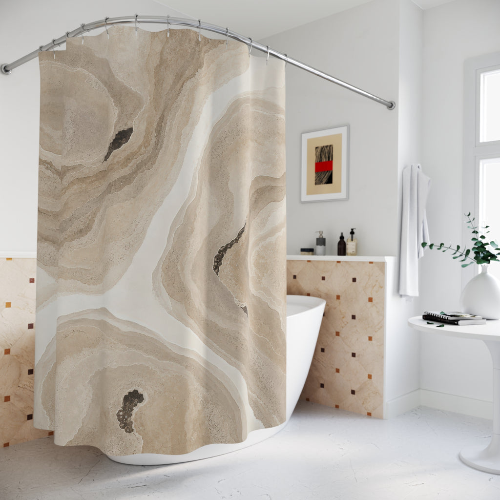 Travertine River Beige Abstract Shower Curtain
