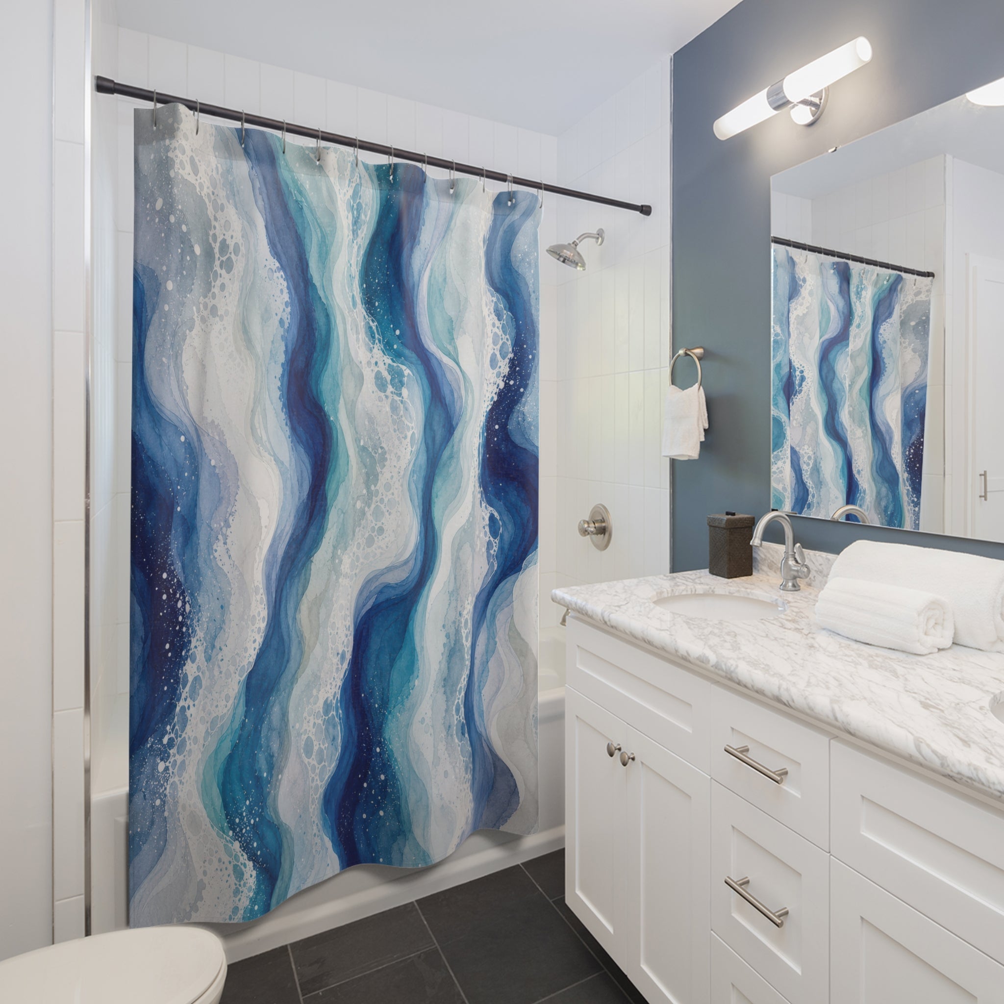 Blue Teal Ocean Shower Curtain
