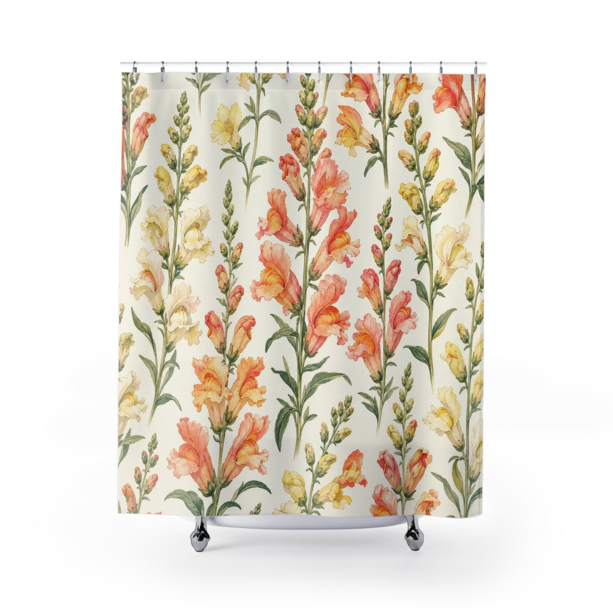 Sunny Orange Yellow Botanical Floral Shower Curtain