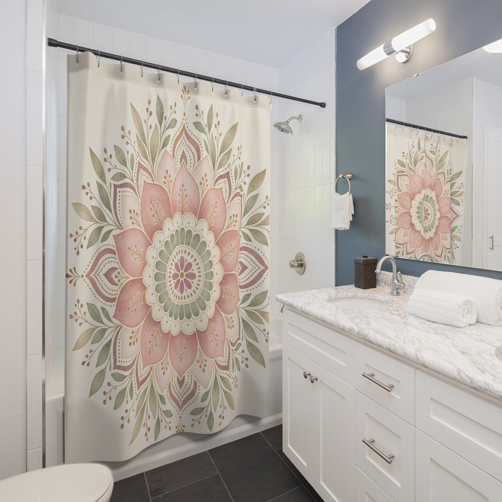 Blush Floral Medallion Shower Curtain