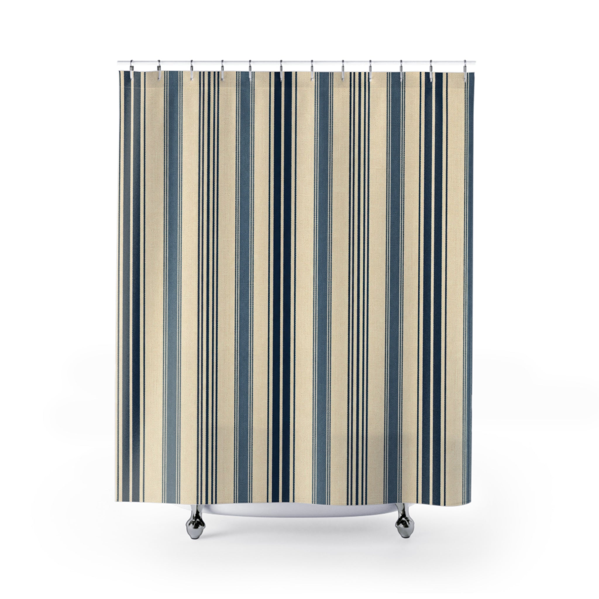 Navy Hotel Stripe Shower Curtain