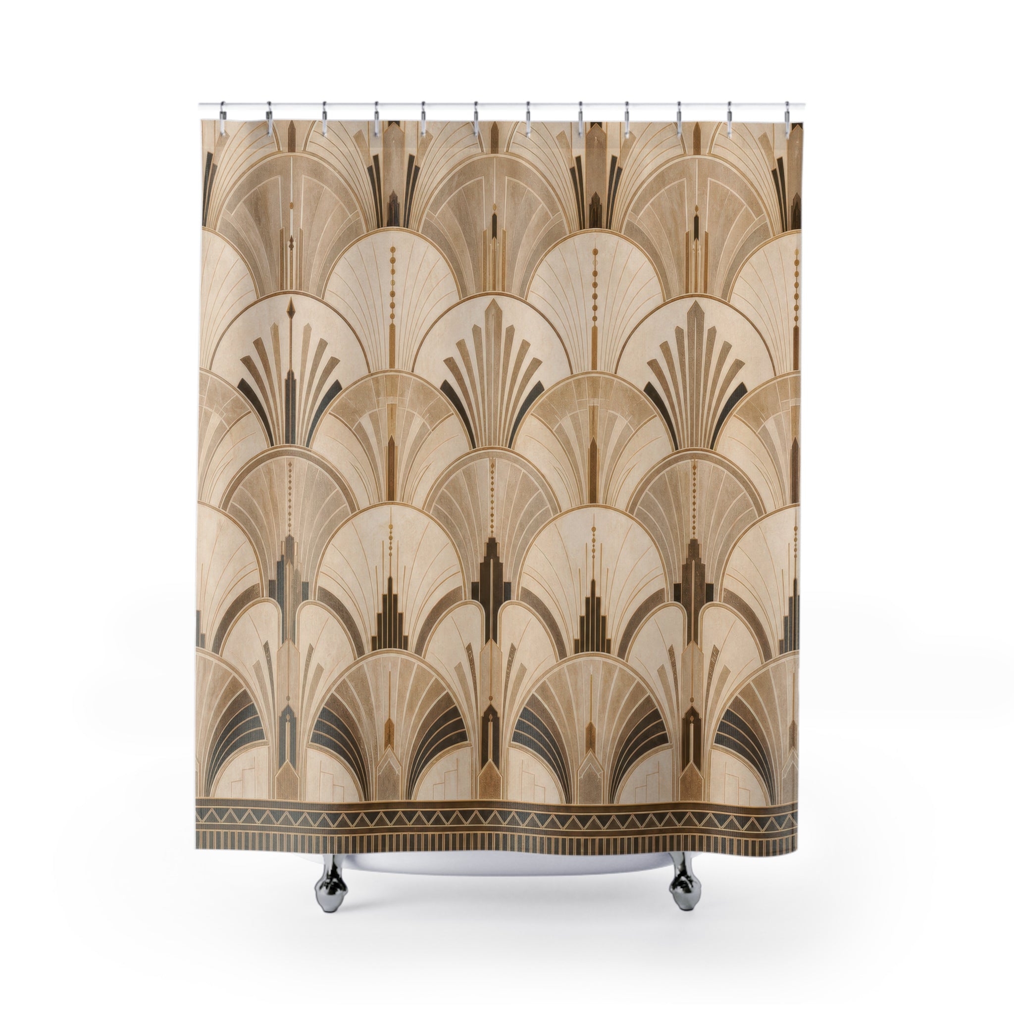 Brown Beige Fan Arch Shower Curtain