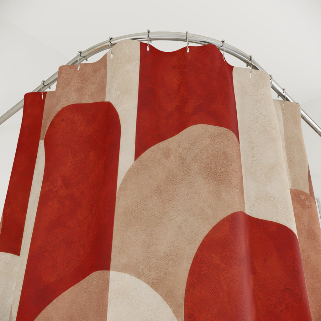 Geometric Arch Red and White Shower Curtain
