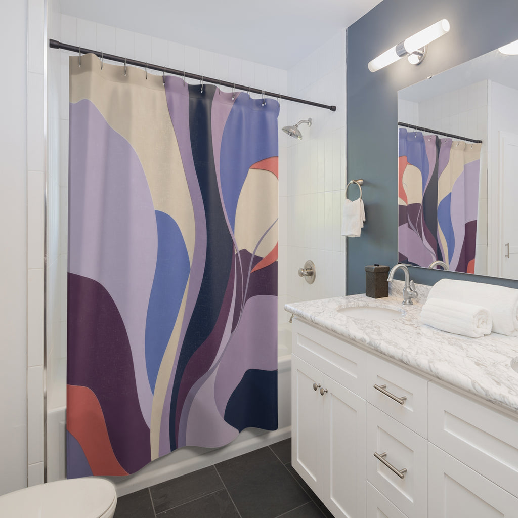 Lavender Lilac Paper Cut Wave Shower Curtain