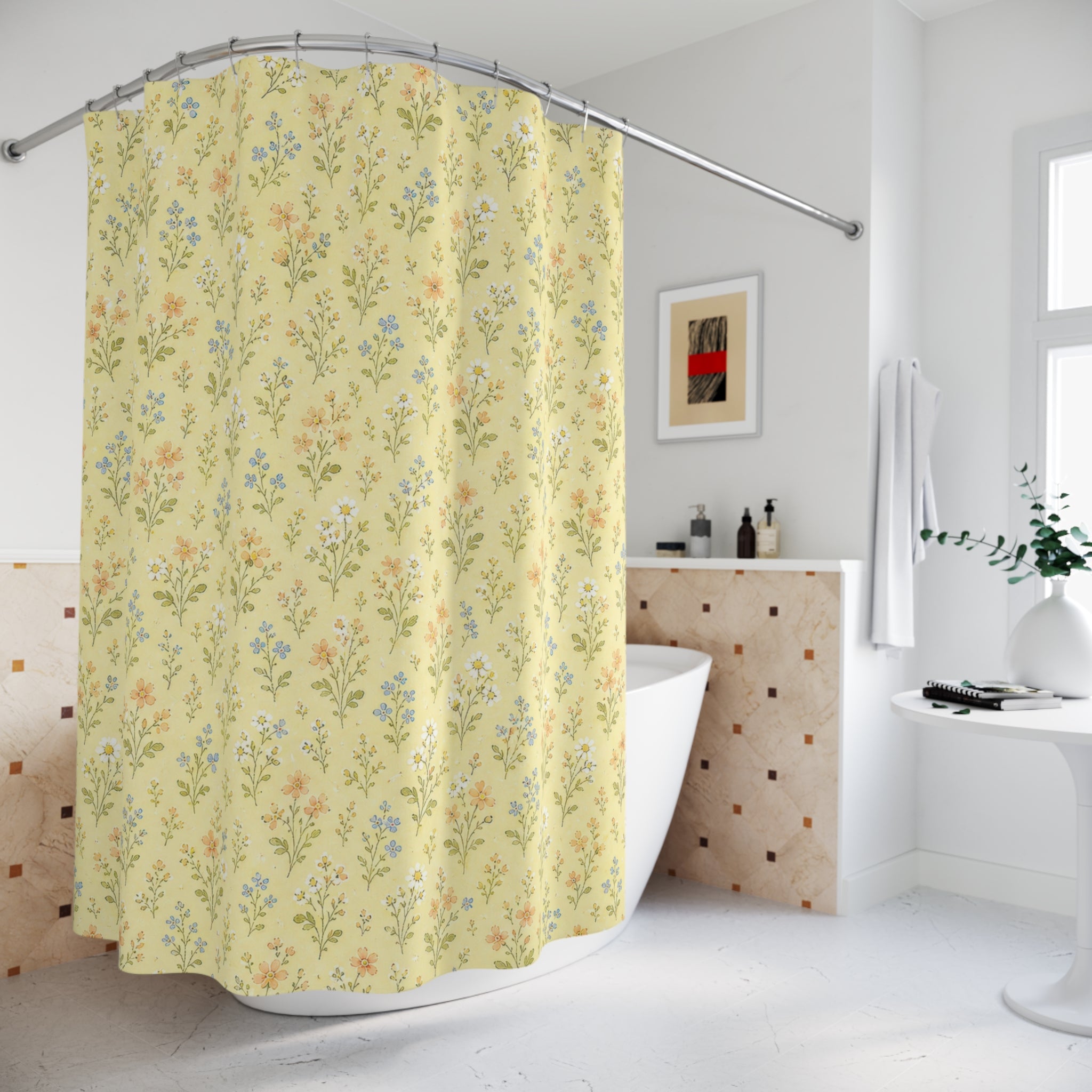 Yellow Sage Ditsy Shower Curtain