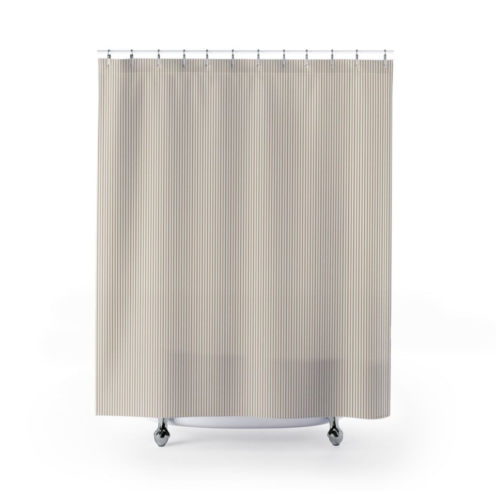 Blue Ticking Stripe Shower Curtain – Hatched Navy