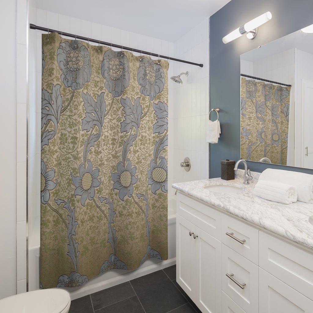 Morris Kennet Shower Curtain – Indigo Sunflower Botanical